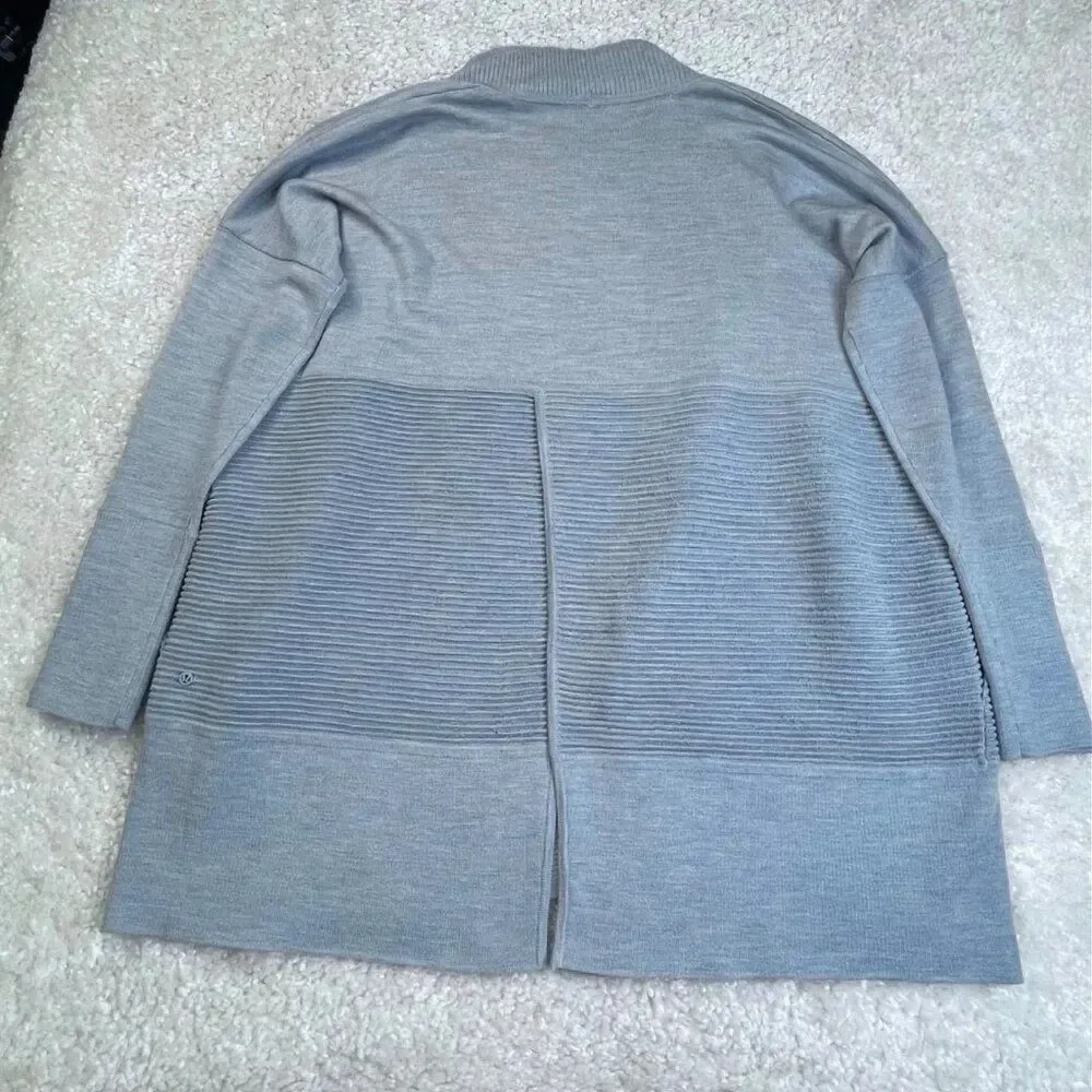 Lululemon Sit In Lotus Merino Wool Cardigan Sweater Heather Starlight Blue
